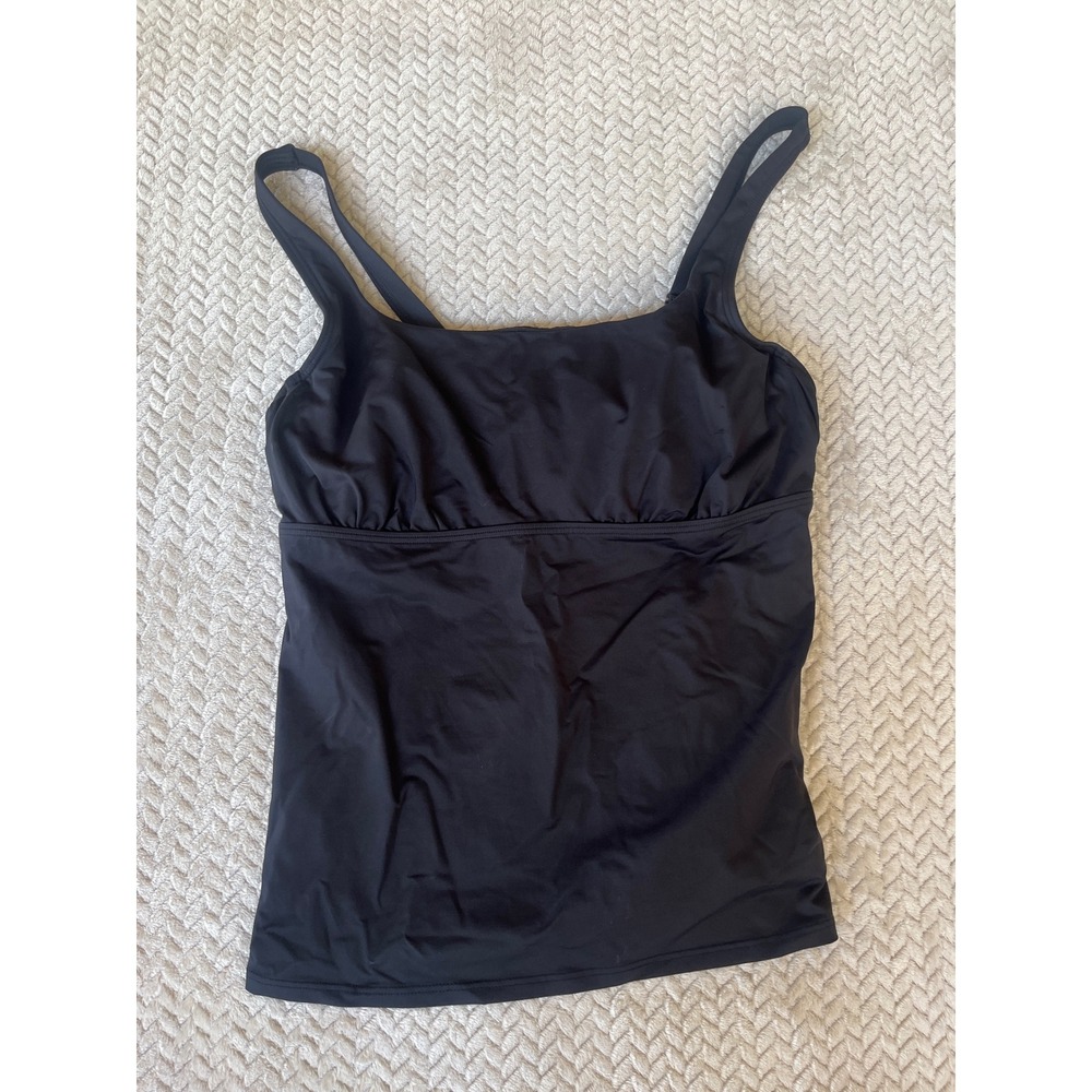 Lands End Womens Black Tankini Swim Top Adjustable Straps Size 16 DD